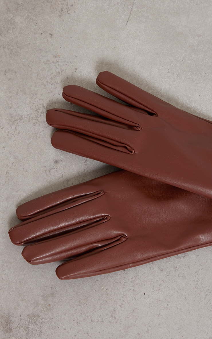 Gants simples chocolat en PU image 3