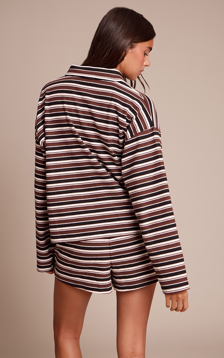 Black Stripe Super Soft Oversized Polo Top image 2