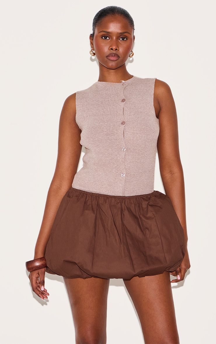 Dark Chocolate Cotton Puffball Mini Skirt image 4