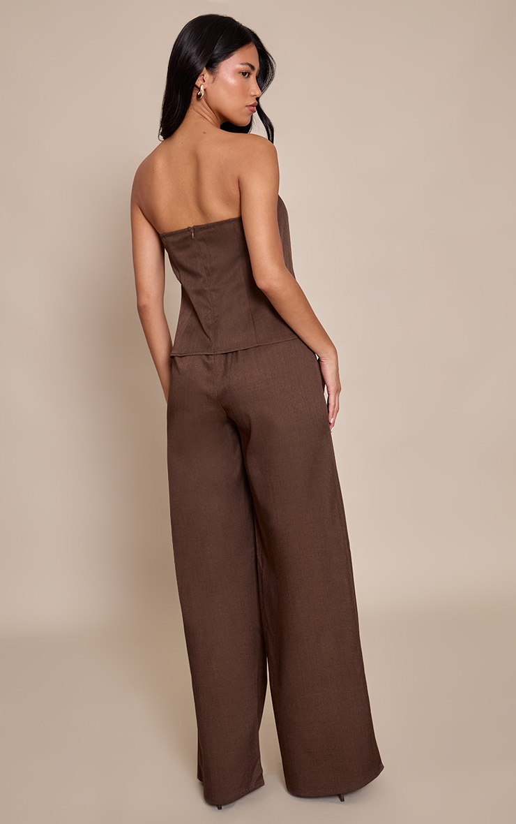 Chocolate Bandeau Tailored Straight Leg Jumpsuit image 2