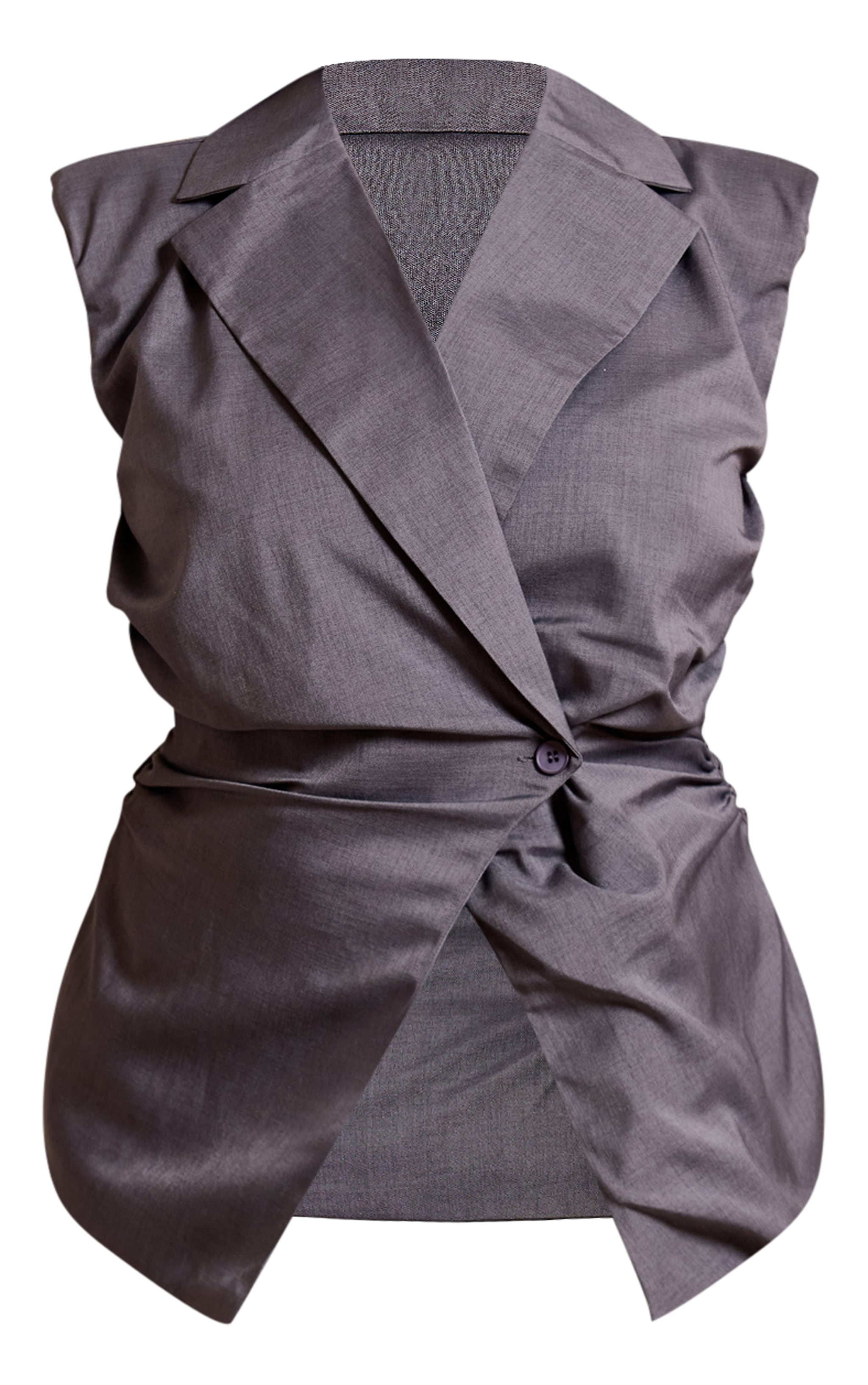 Plus Navy Ruched Sleeveless Blazer image 5