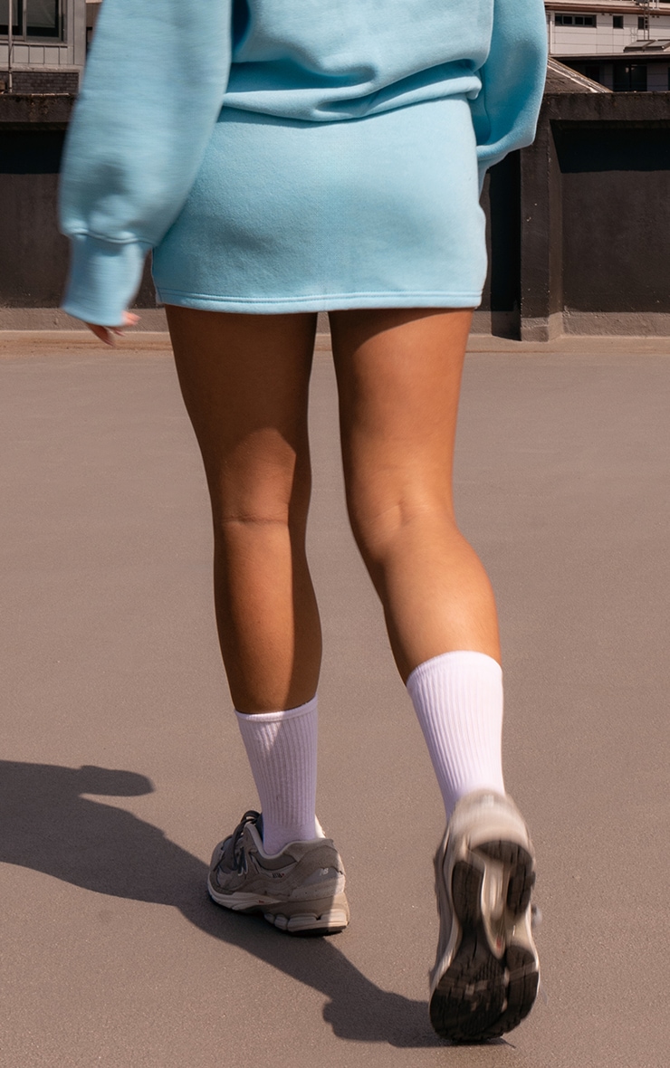 Pale Blue Wrap Sweat Mini Skirt image 3