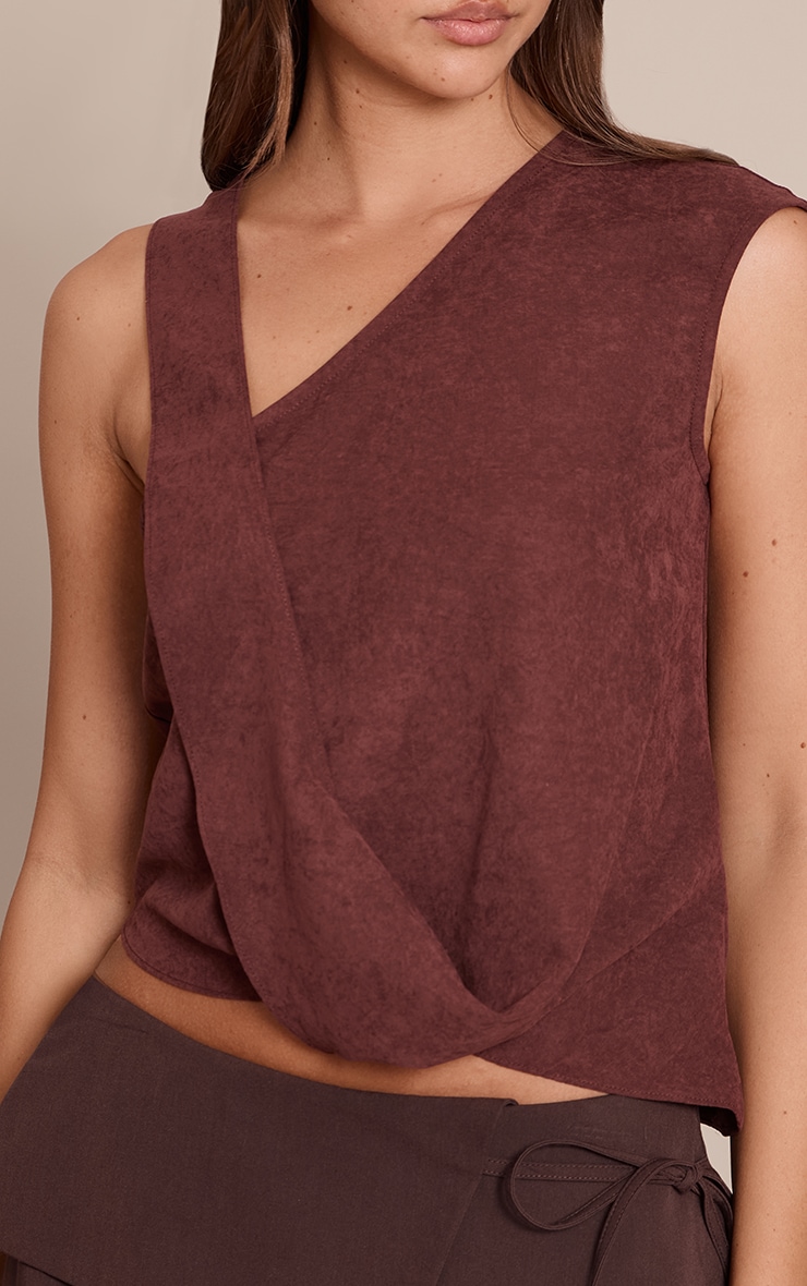Deep Burgundy Peachskin Drape Top image 4