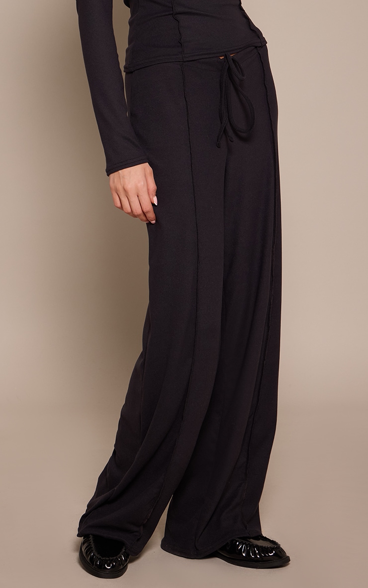 Black Seam Detail Wide Leg Pants image 2