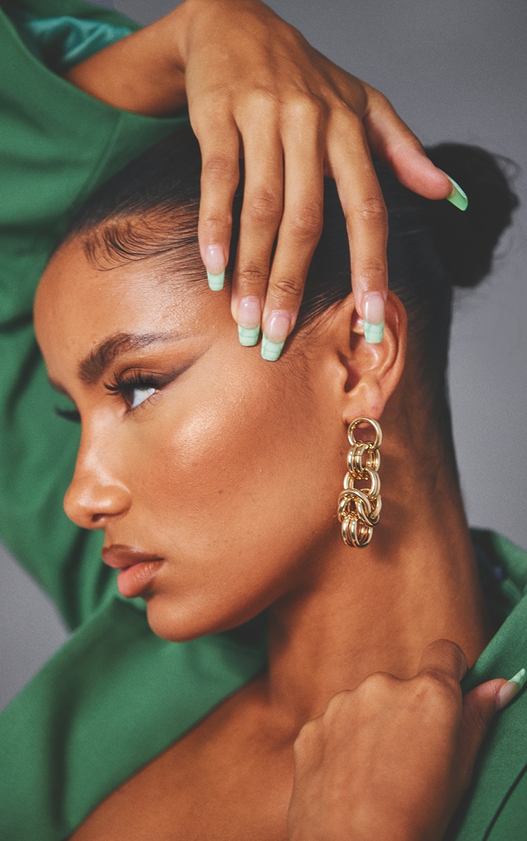 Gold Link Drop Statement Earrings image 1