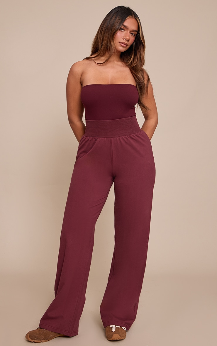 Shape Burgundy  Highwaisted Wide Leg Pants image 1