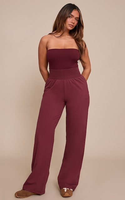 Shape Burgundy Highwaisted Wide Leg Pants
