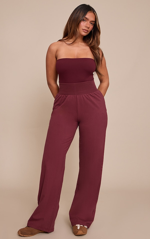 Shape Burgundy  Highwaisted Wide Leg Pants