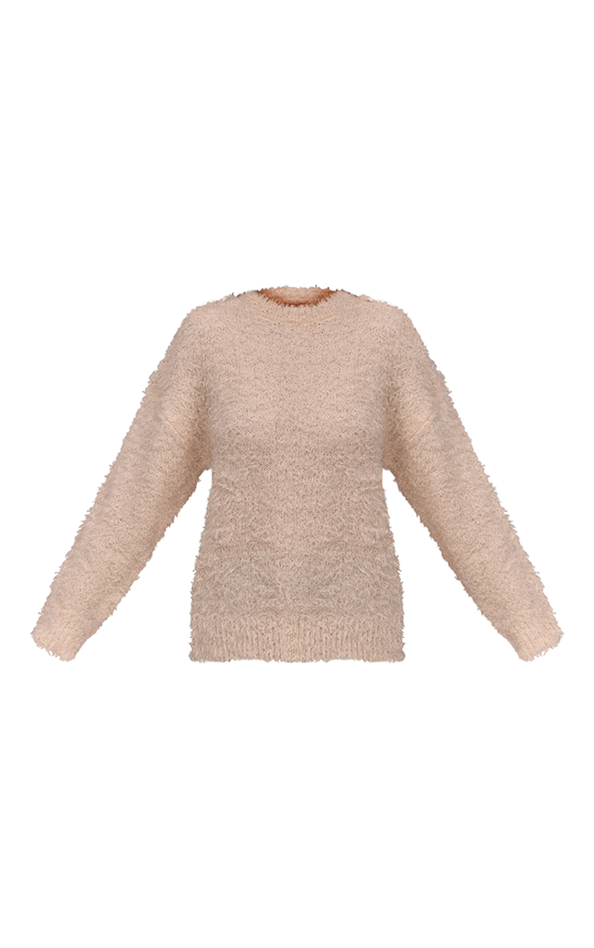 Pull oversize en maille tricot teddy crème image 5