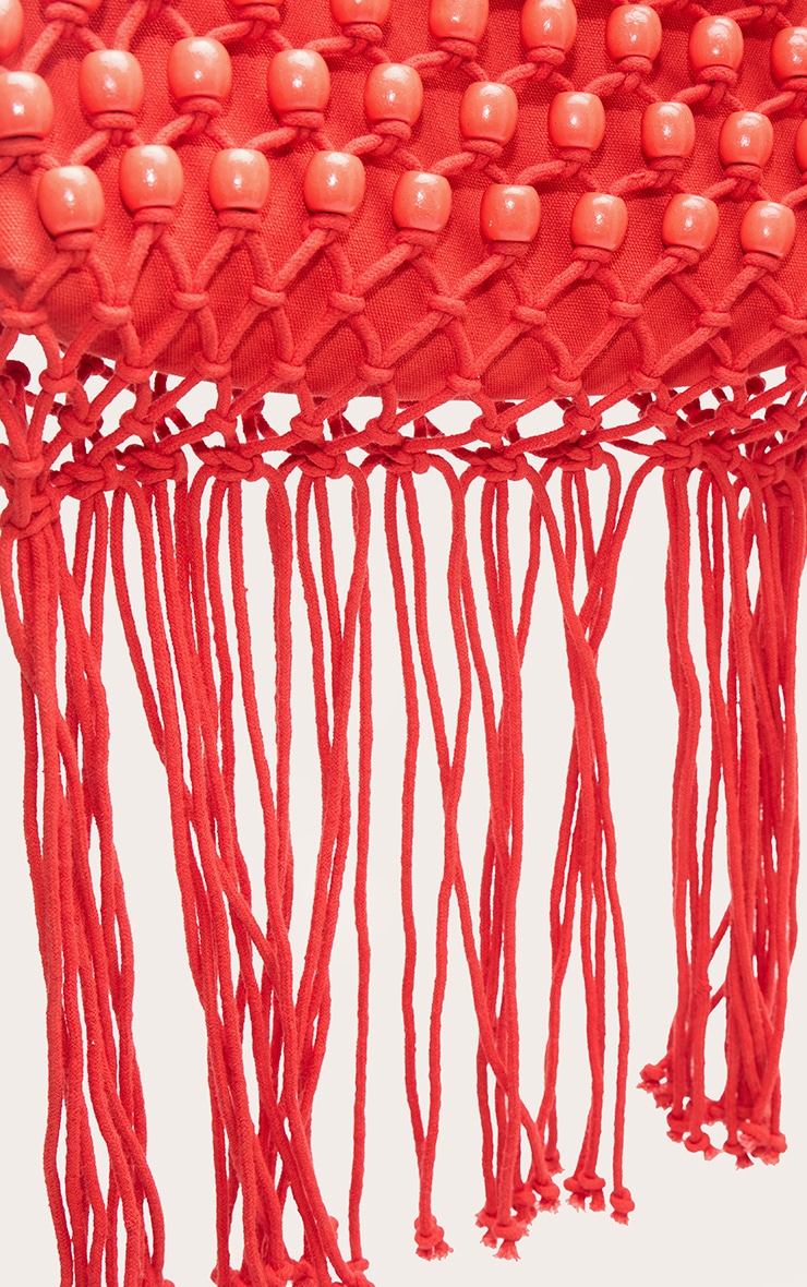 Bright Red Beaded Weave Clutch Bag image 4