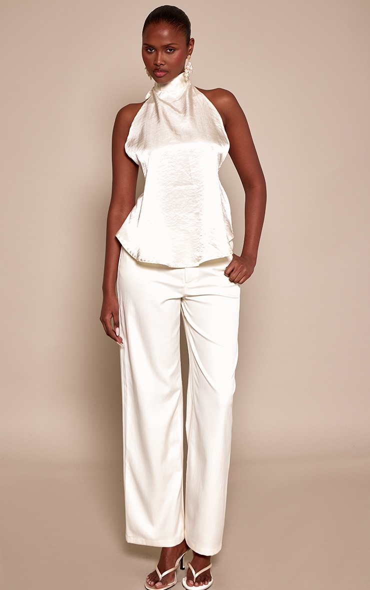 Cream Satin Halterneck Back Detail Top image 3