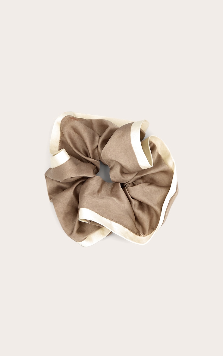 Chouchou à Bordure en Matière satinée Taupe image 3