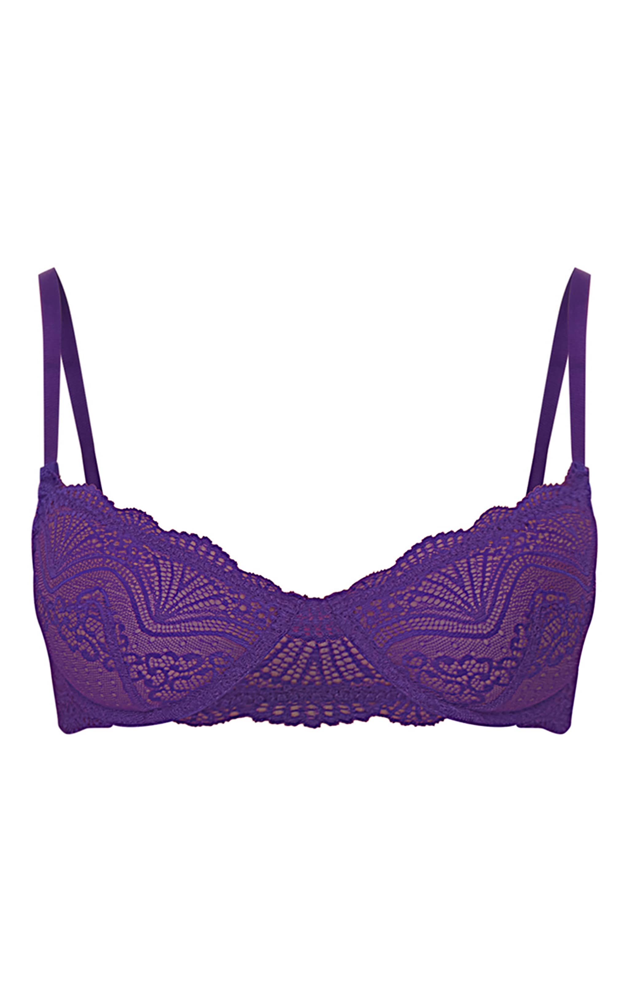 Soutien-gorge en dentelle festonnée violet profond à armatures image 5