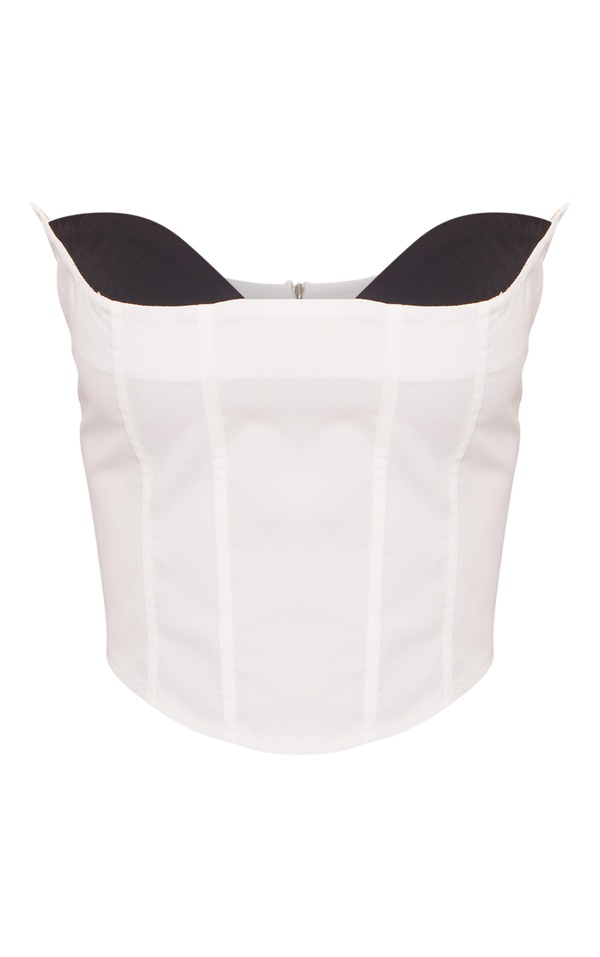 White Tailored Contrast Bust Crop Top Tops PrettyLittleThing