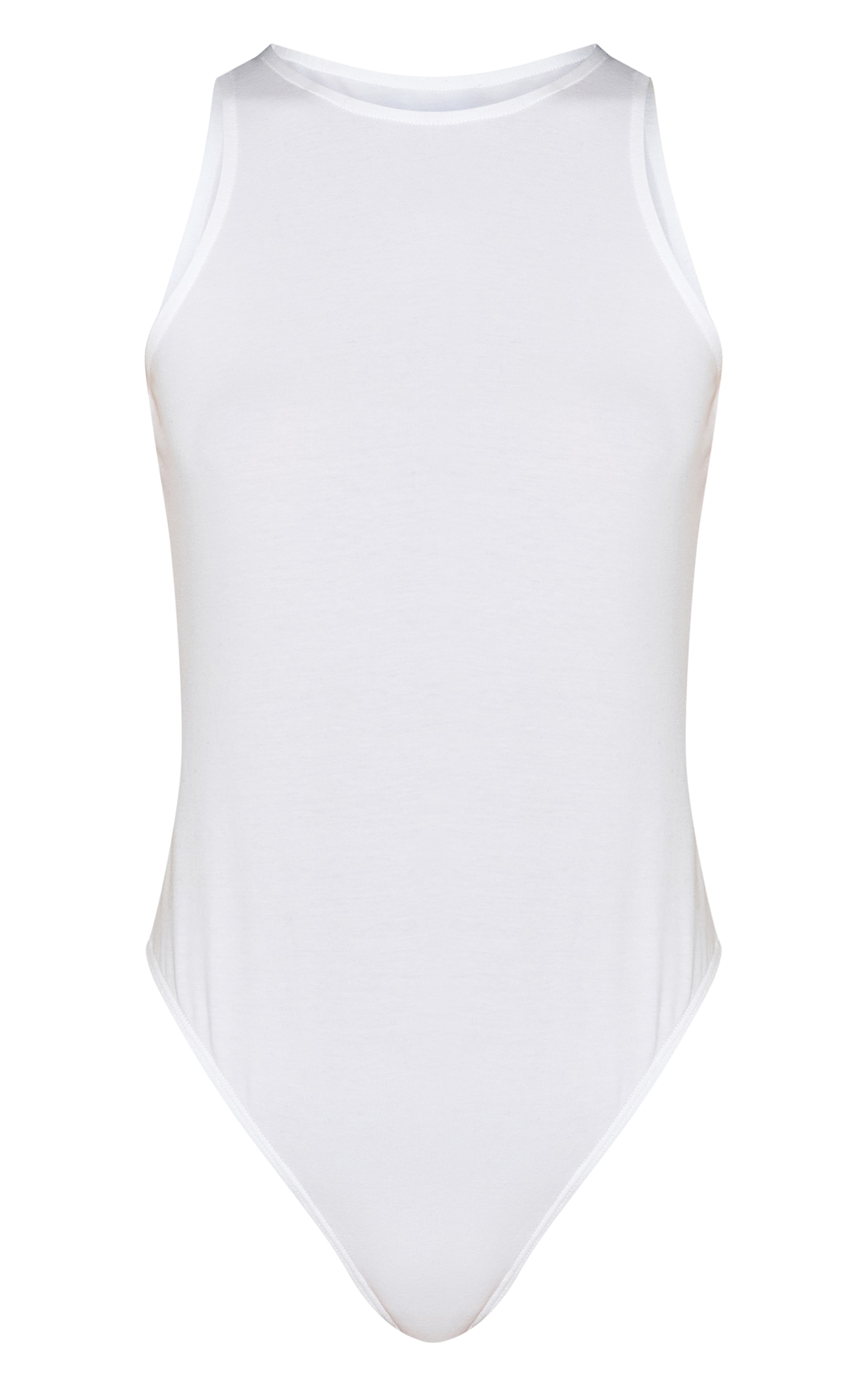 White Soft Cotton Racer Sleeveless Bodysuit image 5