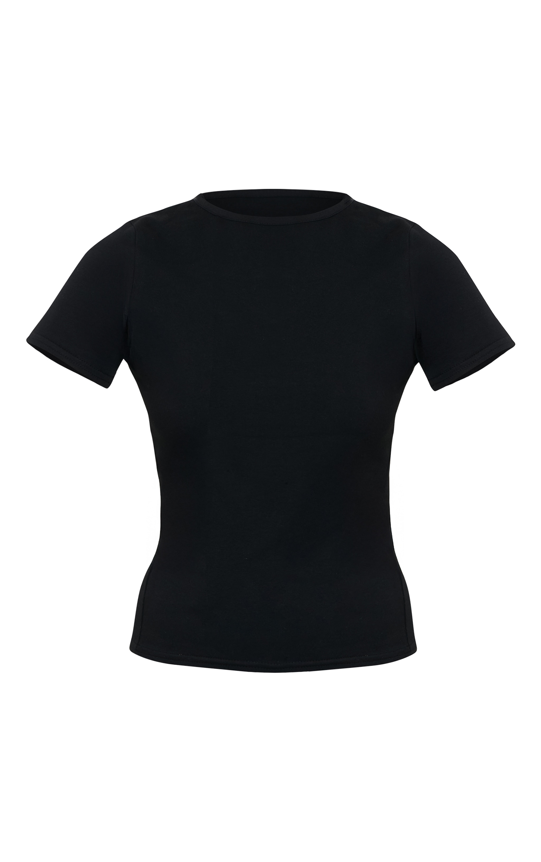 T-shirt long en coton noir à col ras et manches longues image 5