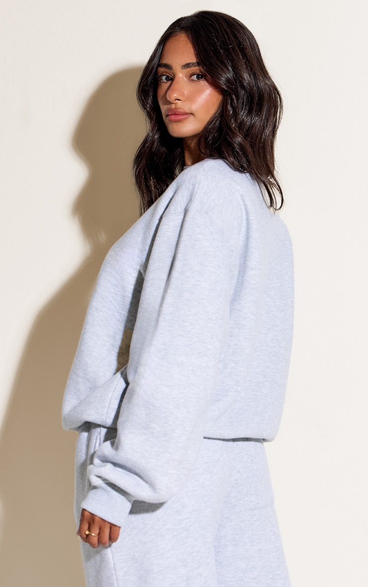 Petite Ash Grey Oversized Crew Sweatshirt image 2
