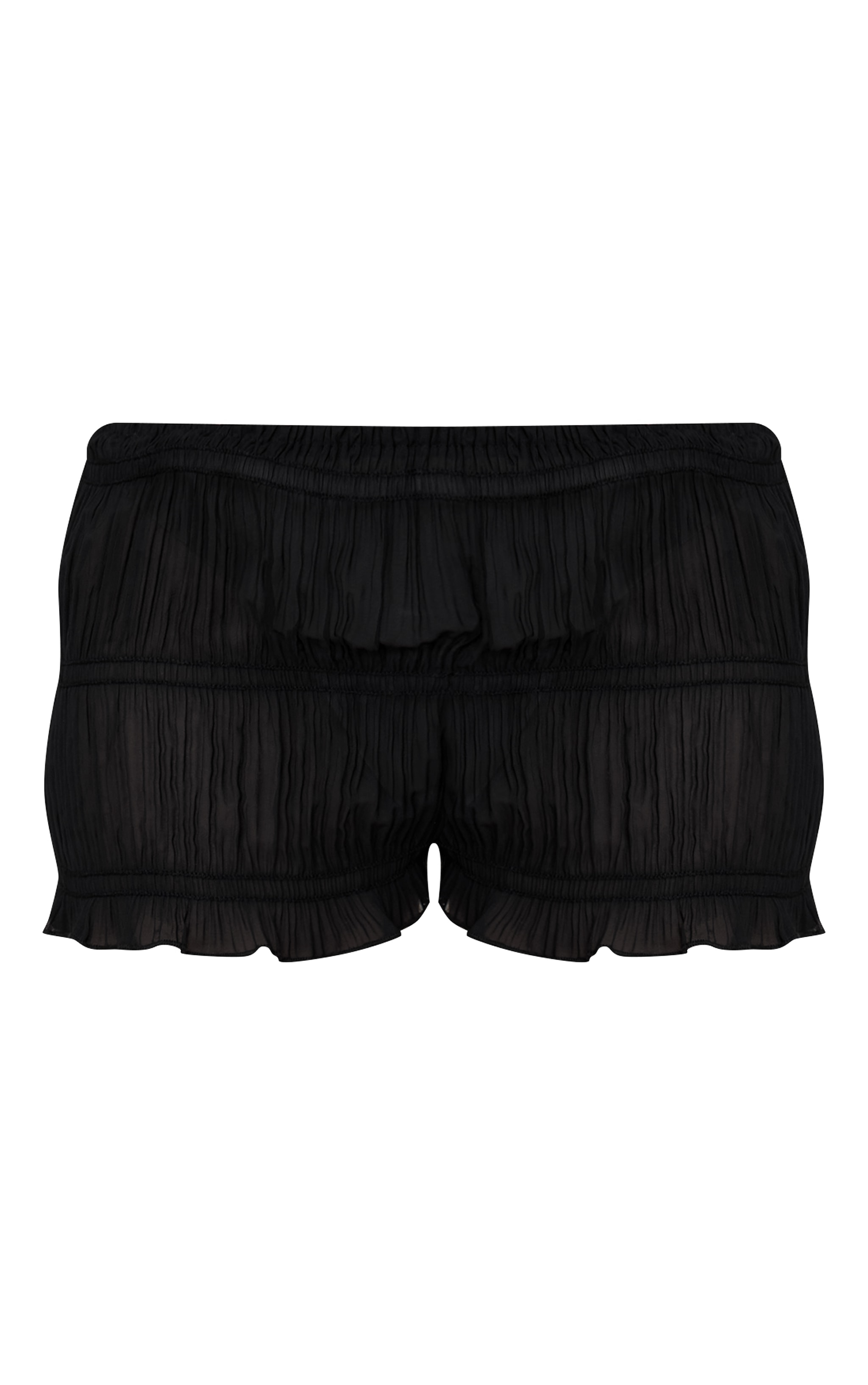 Mini short en mousseline de soie noire froncé image 6