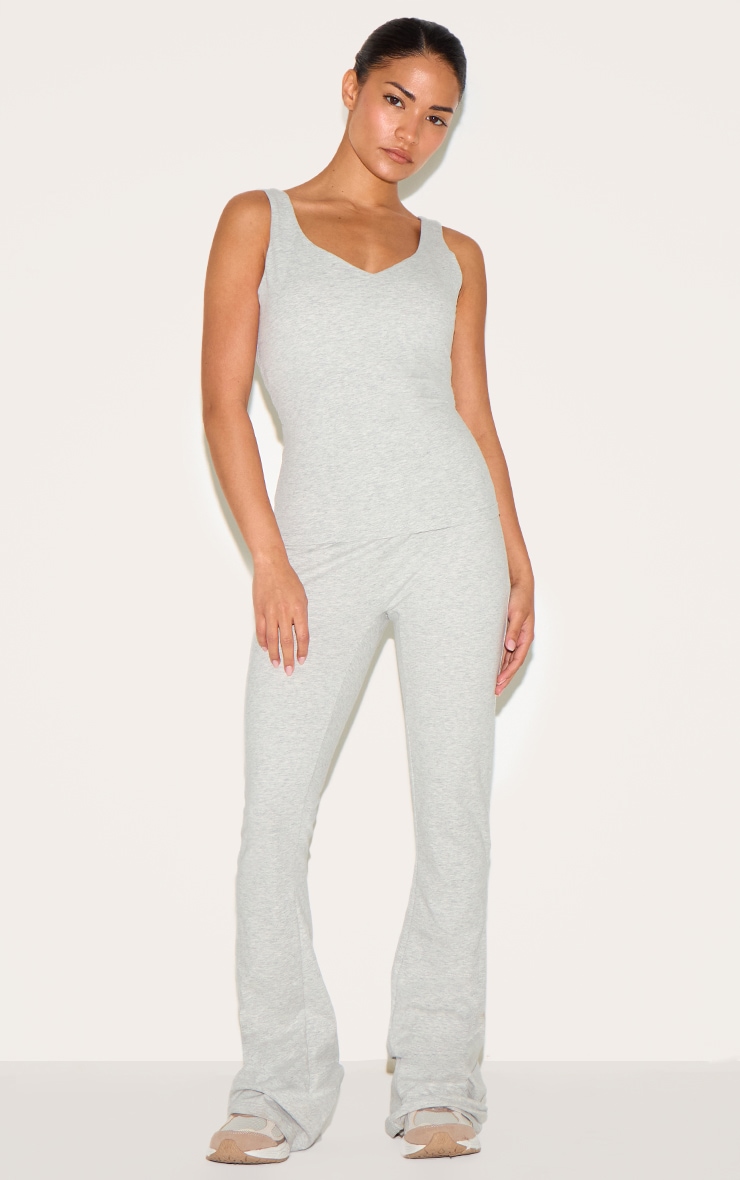 Pantalon de Yoga Évasé Taille Haute Sculpt en Molleton Gris Petite image 1