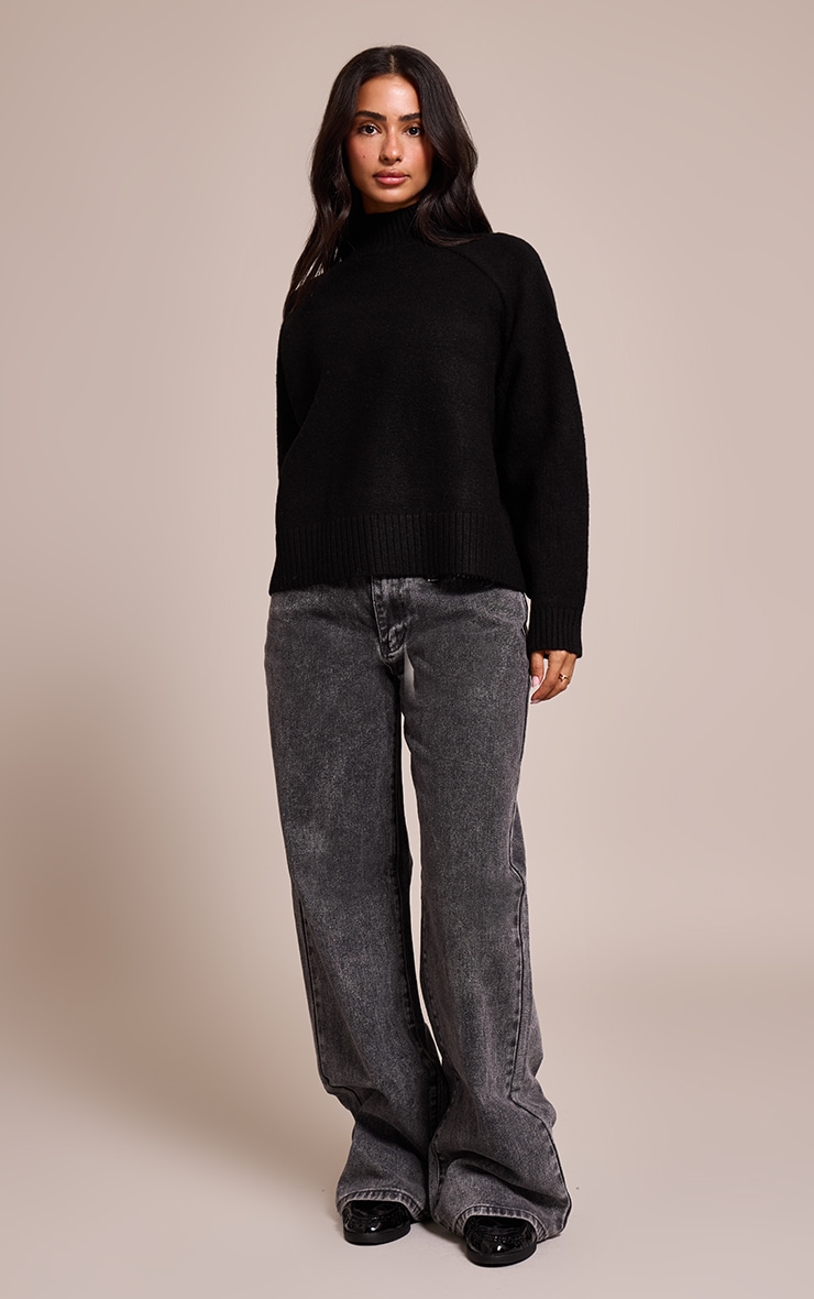 Petite Black Knit Turtleneck Sweater image 3