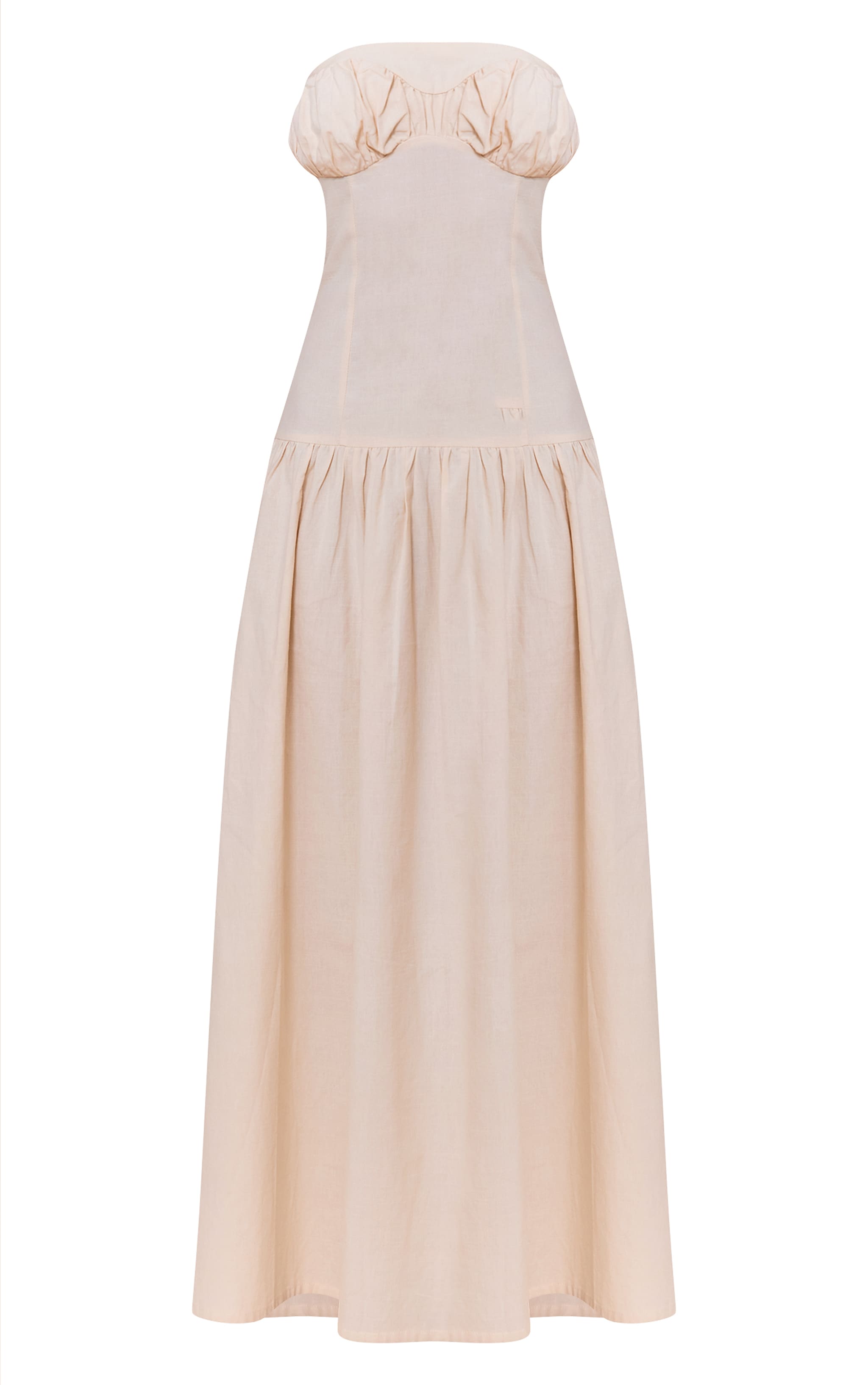 Sand Bandeau Bust Seam Detail Maxi Dress image 5