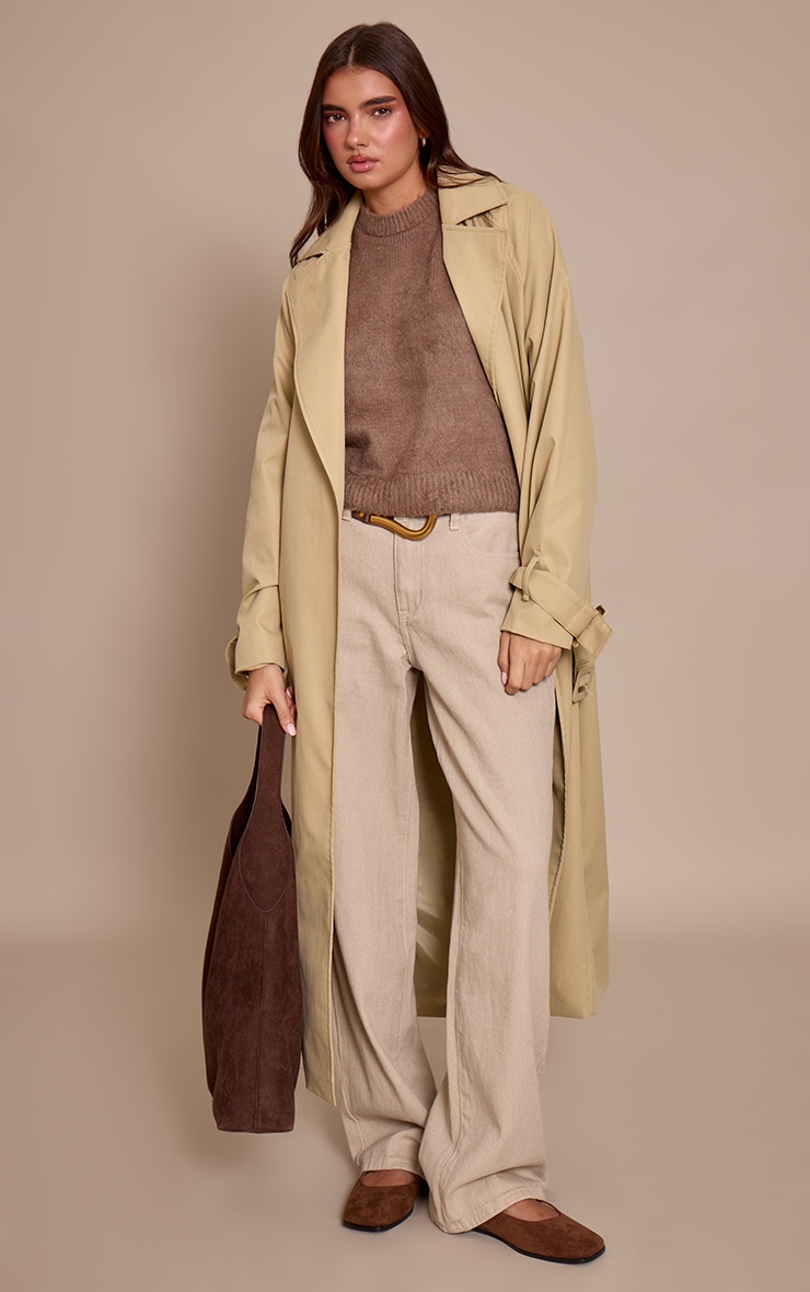 Taupe Brushed Knit T-Shirt image 3