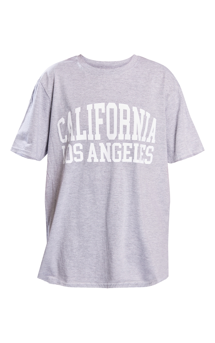 Grey California Los Angeles Print Oversized T Shirt image 5