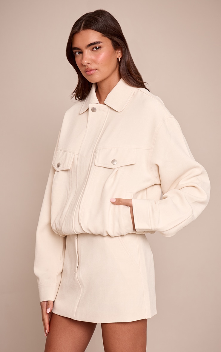 Cream Tailored Woven Oversized Seam Detail Jacket  image 1