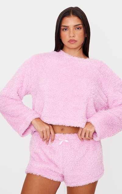 Pink Cosy Fleece Long Sleeve Pj Top