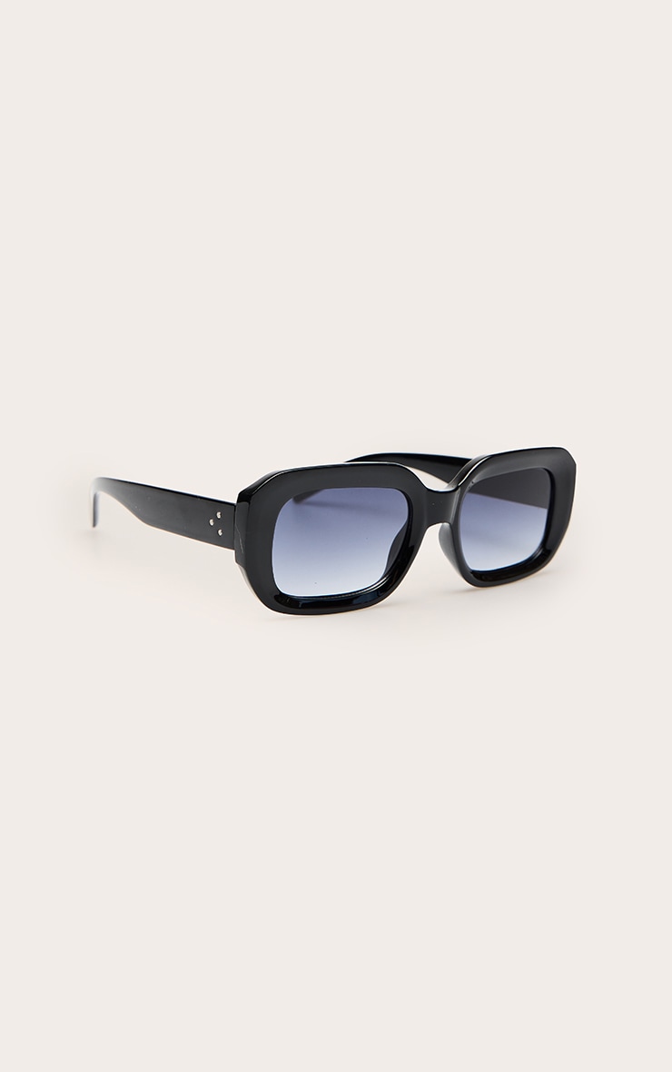 Black Chunky Curved Square Sunglasses image 3