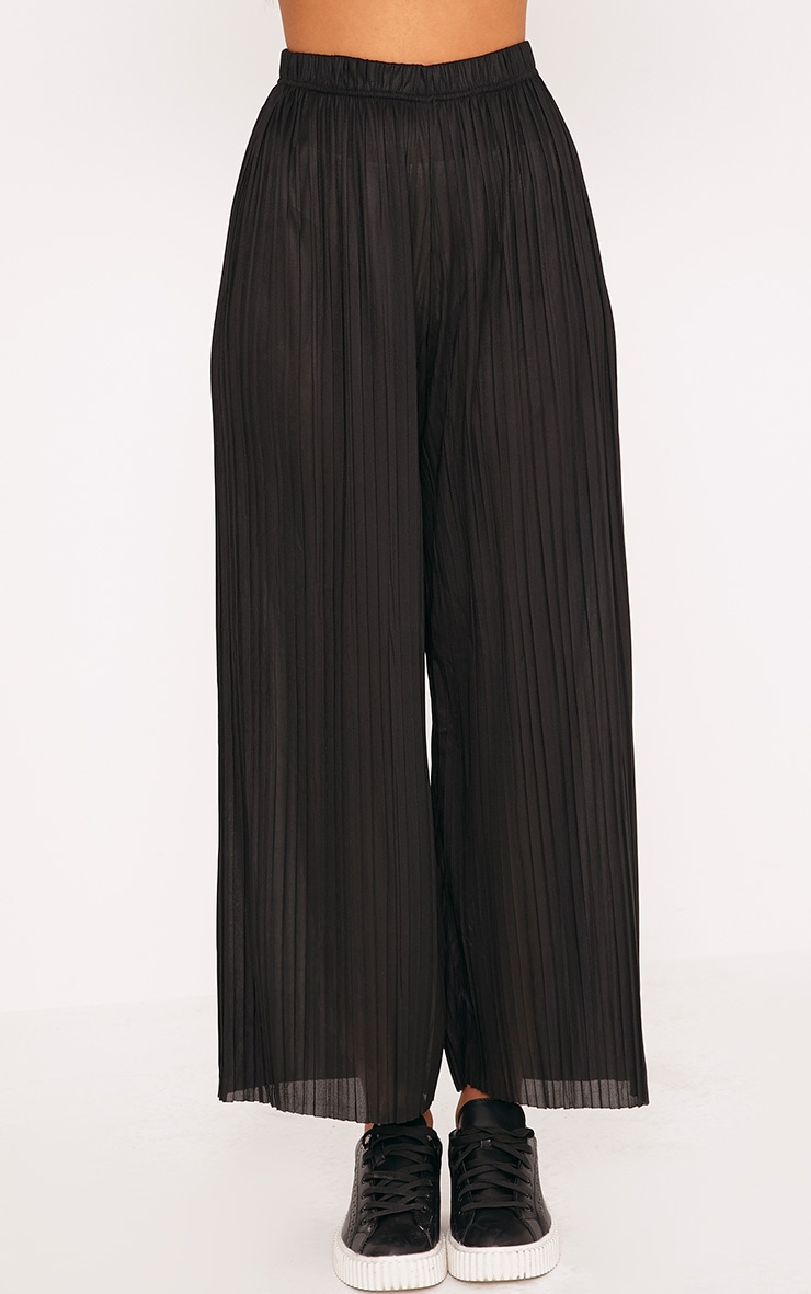 Loredana Black Soft Pleated Sheer Cropped Pants image 2