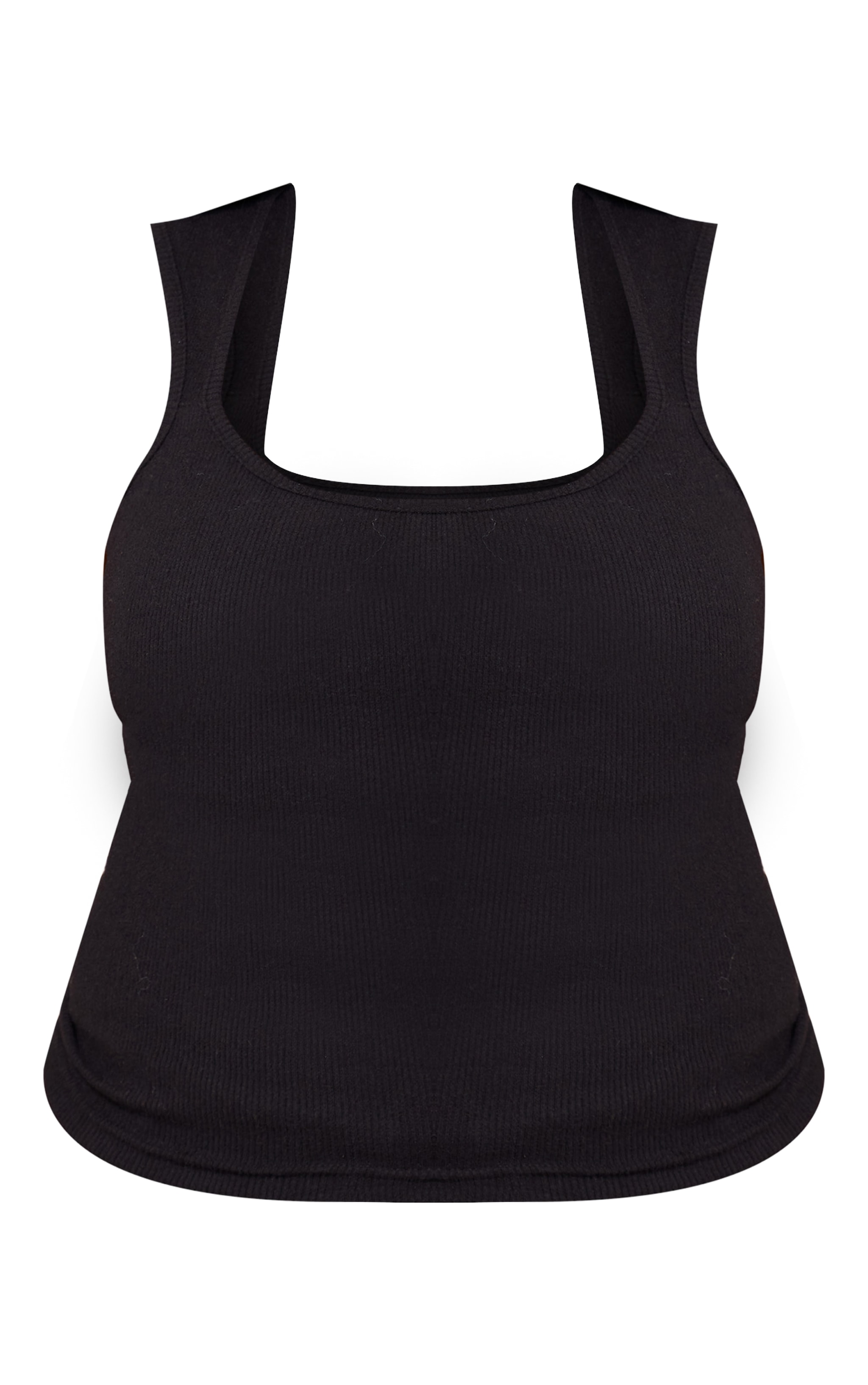 Plus Black Soft Touch Rib Square Neck Top image 5