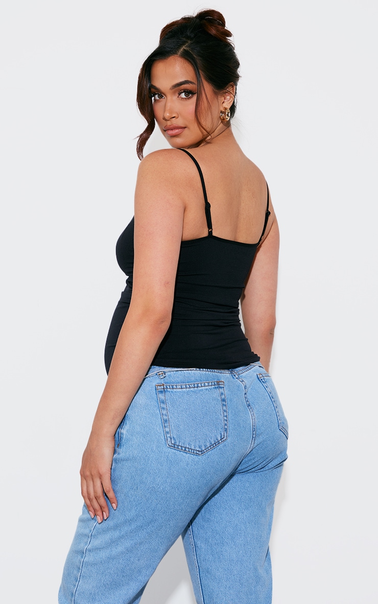 Maternity Black Nursing Cami Top With Detachable Straps image 2