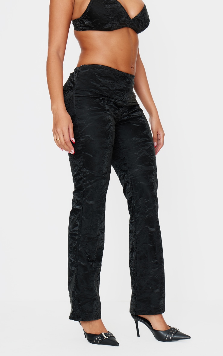 Shape Black Washed Faux Leather Panel Detail Trousers image 2