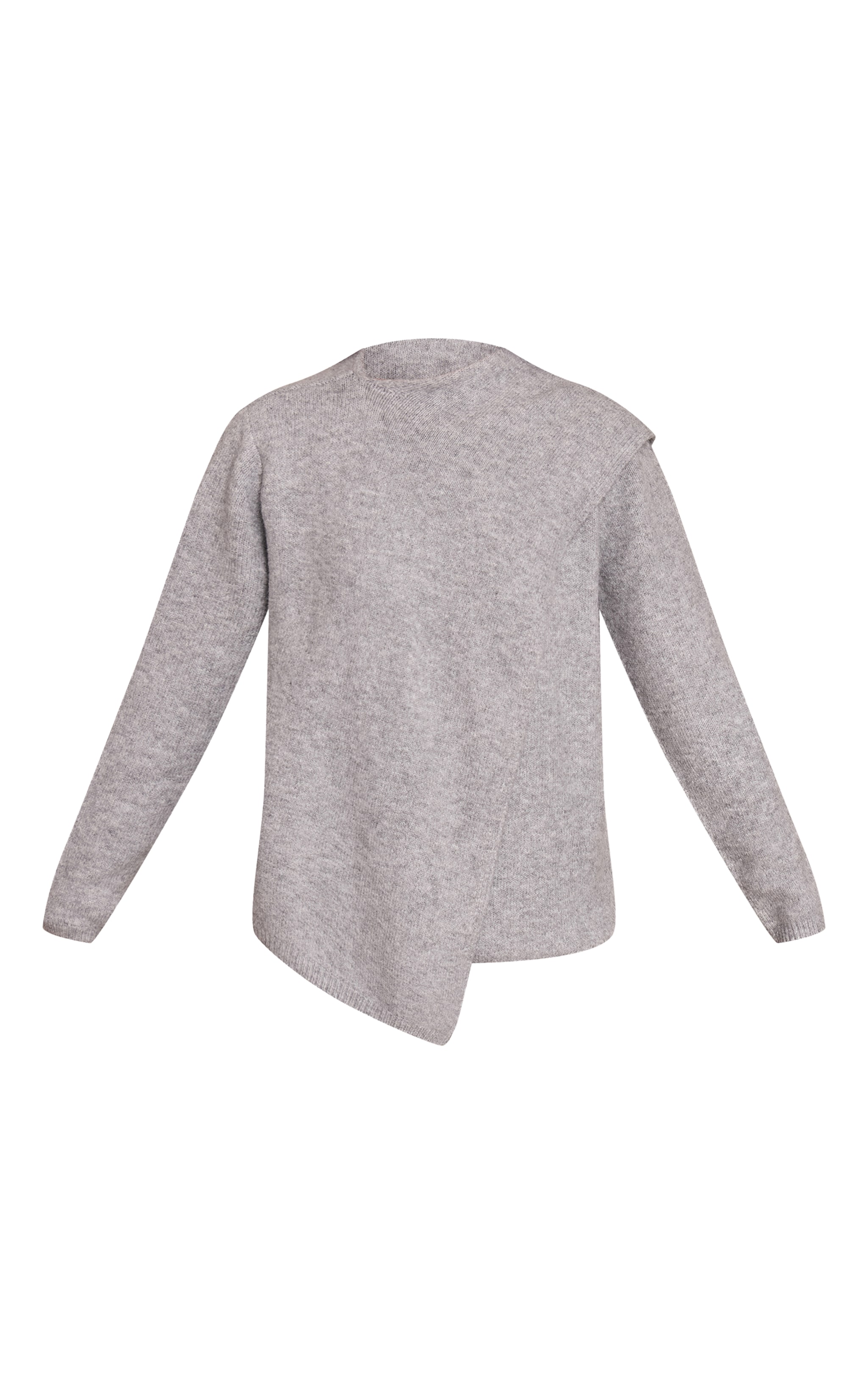 Grey Scarf Wrap Detail Knitted Jumper  image 5