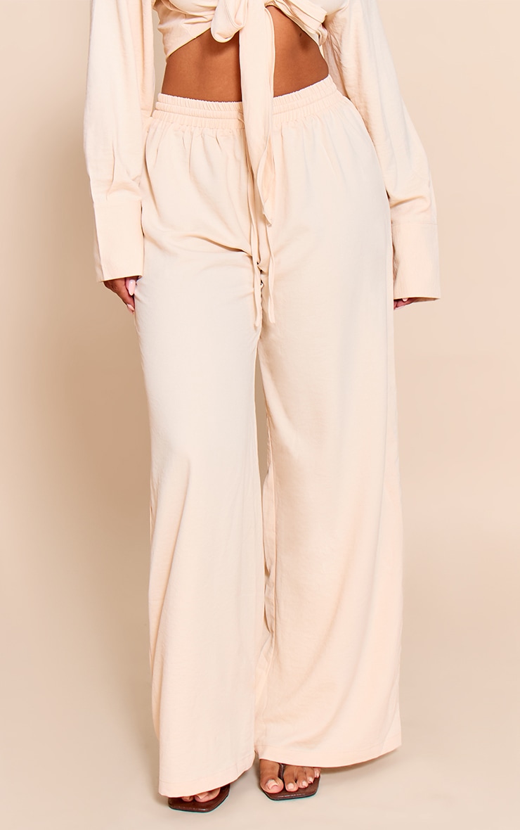 Shape Butter Cream Hammered Satin Elasticated Waist Wide Leg Pants image 2