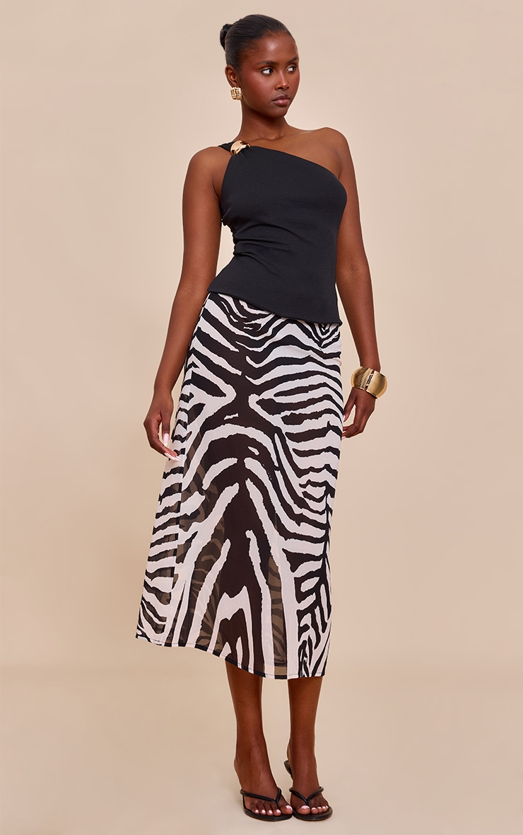 Zebra Print Sheer Chiffon Midaxi Skirt image 1