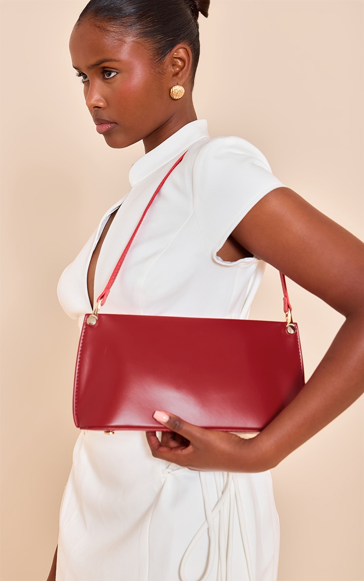 Red Matte Shoulder Teardrop Strap Bag image 1