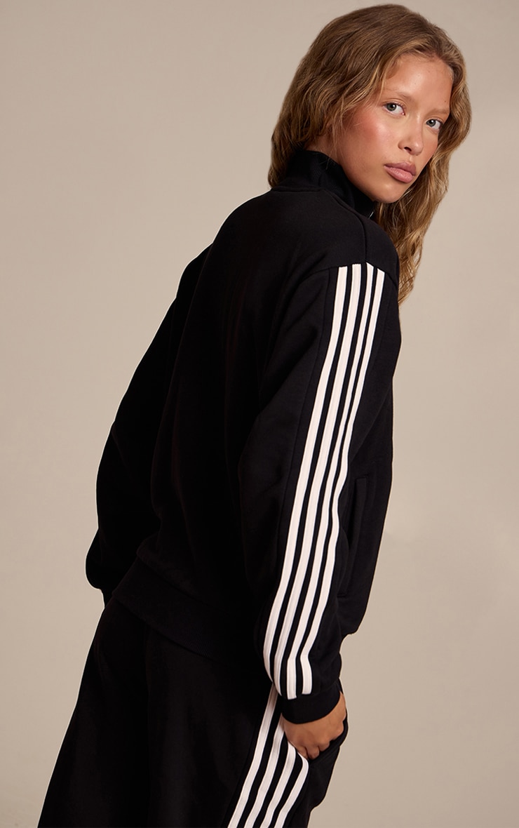 Blouson bomber noir zippé à double bande latérale image 2