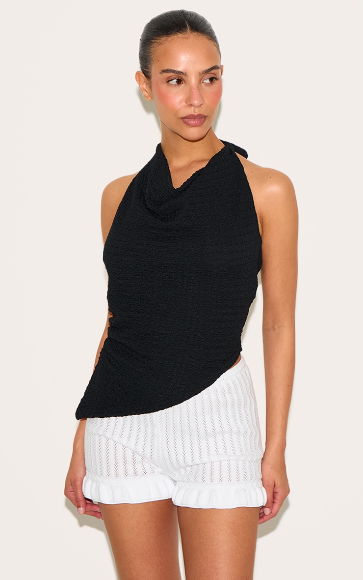 Petite White Knitted Frill Mini Shorts image 2