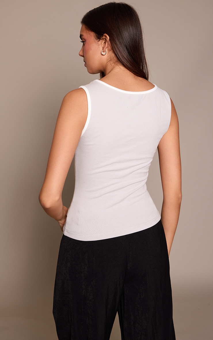 Grey Contrast Soft Stretch Vest Top  image 2