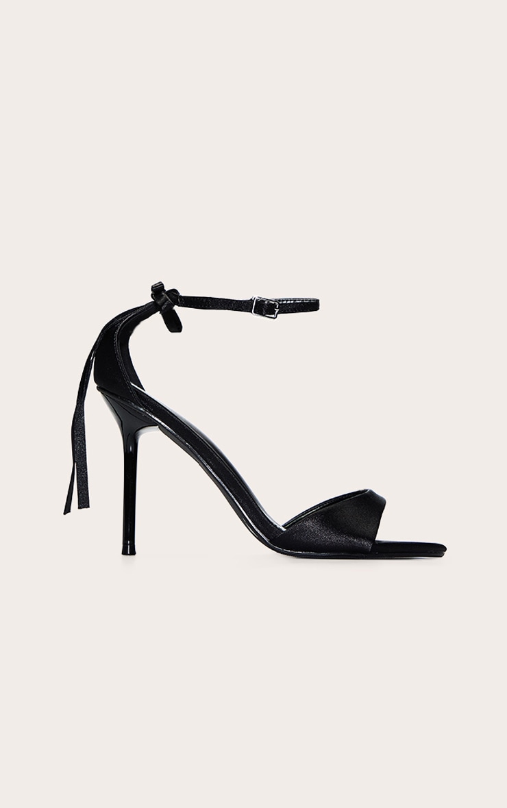 Black Satin Round Toe Bow Detail Sandal image 2