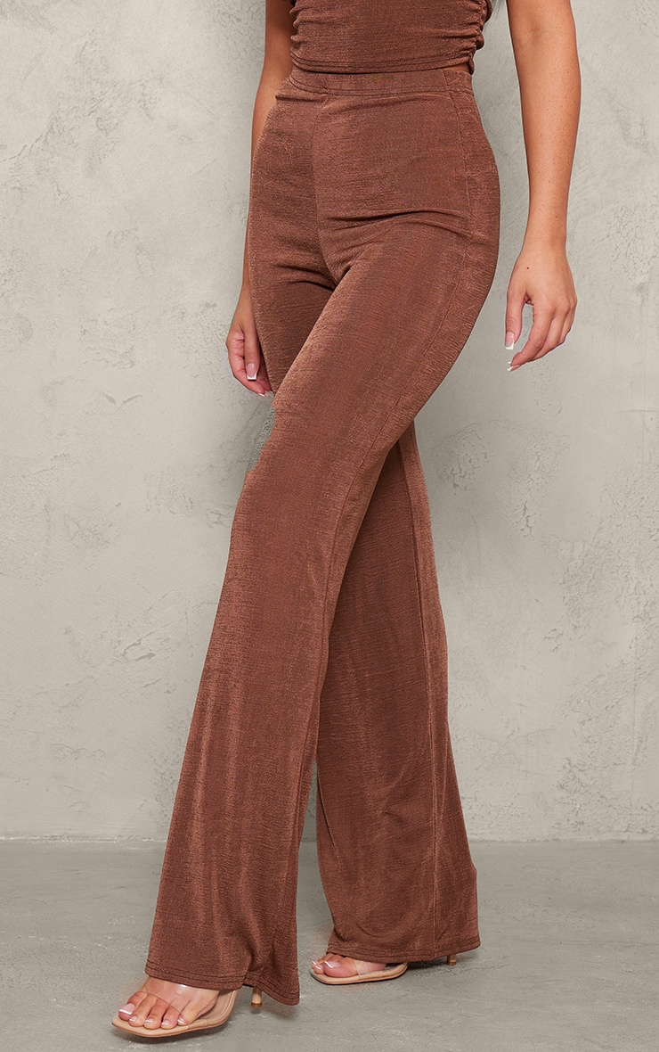 Pantalon moulant large en acétate chocolat image 2