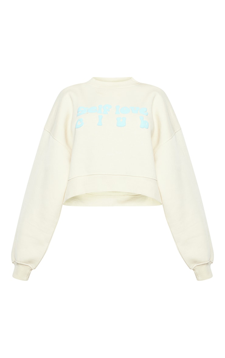 Petite Pull crème oversize à slogan Self Love Club image 5