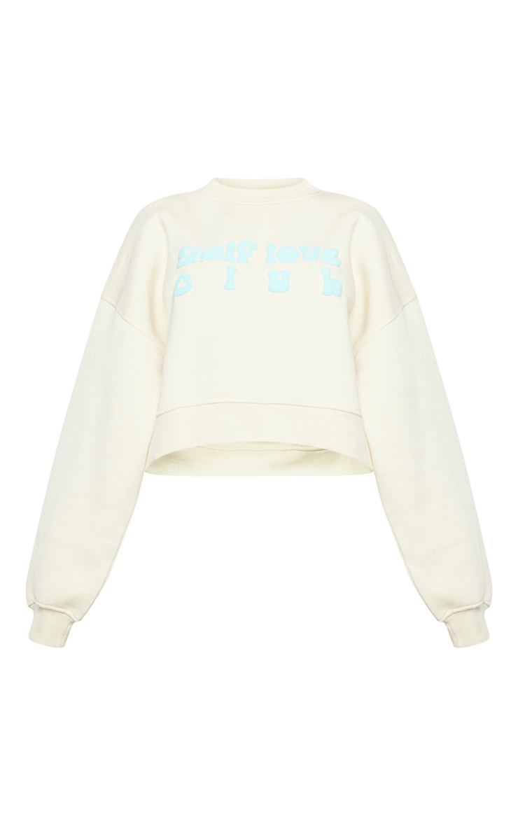  Petite Cream Oversized Self Love Club Graphic Sweater image 5