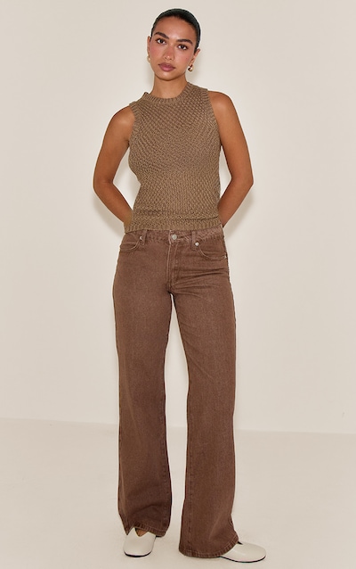 Sand Mid Waist Straight Leg Jeans