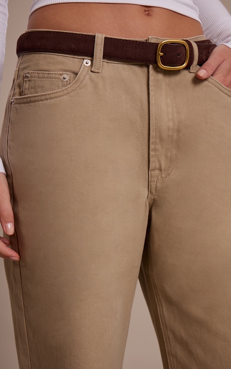 Sand Mid Waist Straight Leg Denim Jeans image 4