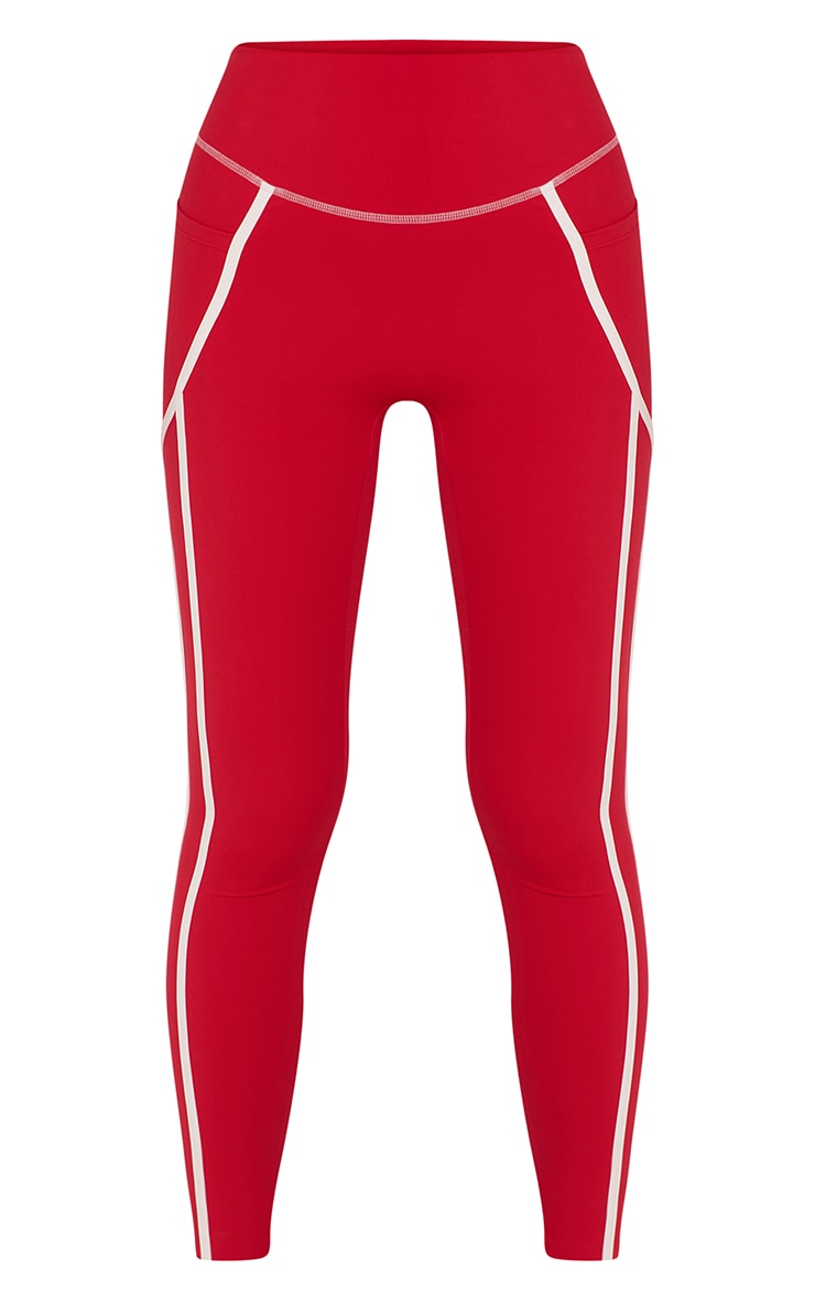 Red Sculpt Contrast Pocket Leggings image 5