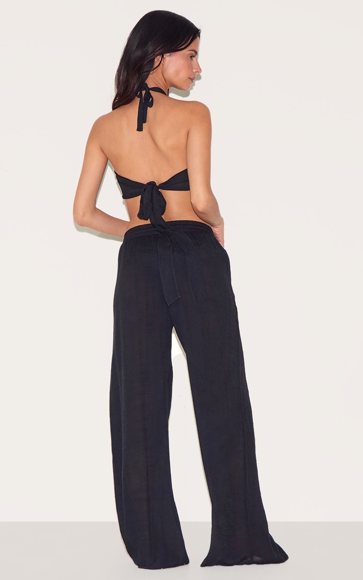 Black Bandeau Beach Top and Pant Set image 2