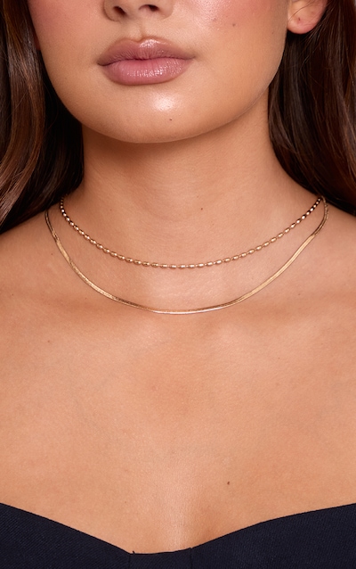 Gold Ball Chain Snake Layered Necklace